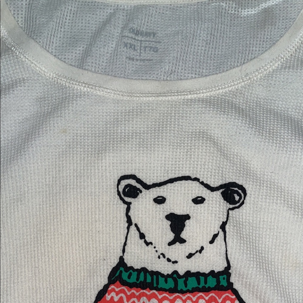 Waffle polar bear pajama top